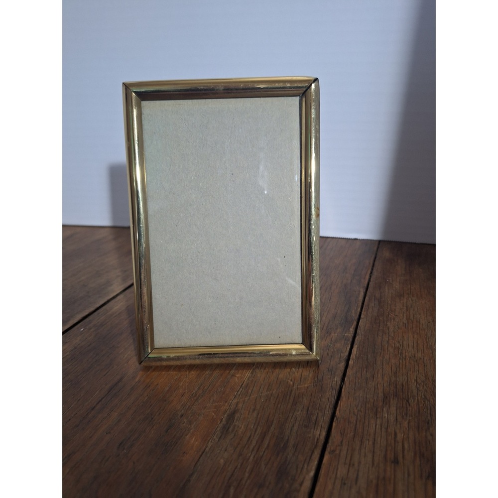 Vintage Brass Metal Picture Frame 4x6 Tabletop Wall Mount Made in Korea